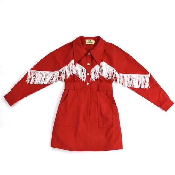 Fashion brand company red fringe dress - Picture 3 of 3
